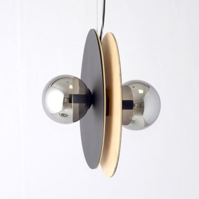 Emibig Soho lampa wisząca 4x10 W czarna-drewno 1302/4