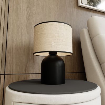 Emibig Aspen lampa stołowa 1x15 W czarny/rattan 1324/LN1