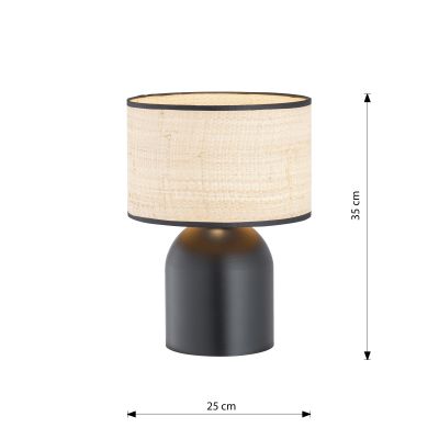Emibig Aspen lampa stołowa 1x15 W czarny/rattan 1324/LN1