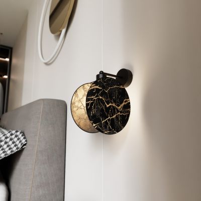 Emibig Motif kinkiet 1x10 W czarny-złoty 1327/K1