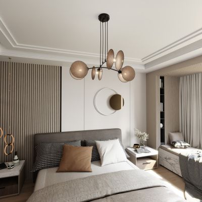 Emibig Motif lampa wisząca 4x10 W czarna-piaskowa 1328/4