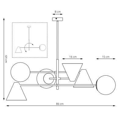 Emibig Hermes lampa podsufitowa 6x10 W czarna 13476