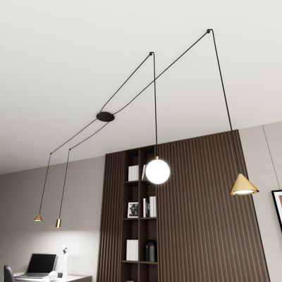 Emibig Fuji lampa wisząca 4x W czarna-złota 13504