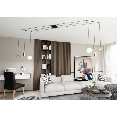Emibig Fuji lampa wisząca 6x W czarna-złota 13506