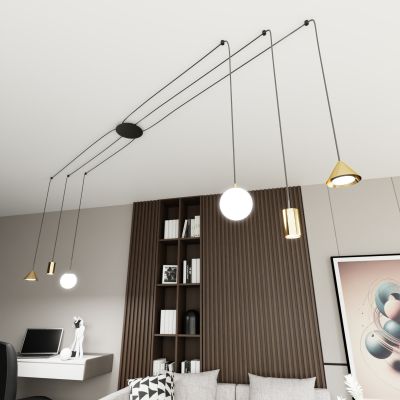 Emibig Fuji lampa wisząca 6x W czarna-złota 13506