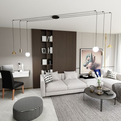 Emibig Fuji lampa wisząca 6x W czarna-złota 13506