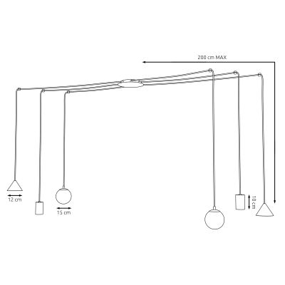 Emibig Fuji lampa wisząca 6x W czarna-złota 13506