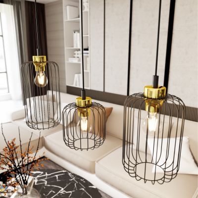 Emibig Vander lampa wisząca 3x15 W czarna-złota 13643