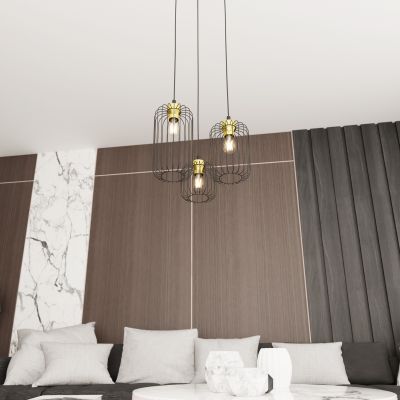 Emibig Vander lampa wisząca 3x15 W czarna-złota 13643PREM