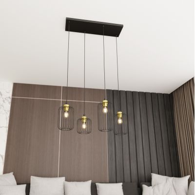 Emibig Vander lampa wisząca 4x15 W czarna-złota 13644