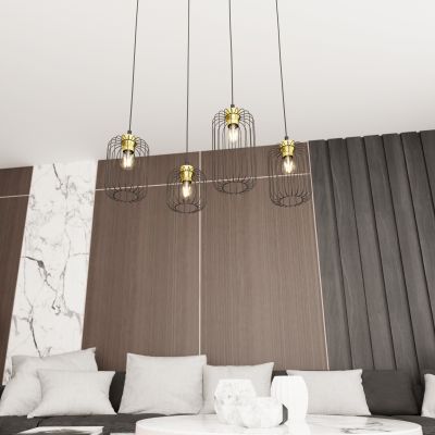 Emibig Vander lampa wisząca 4x15 W czarna-złota 13644