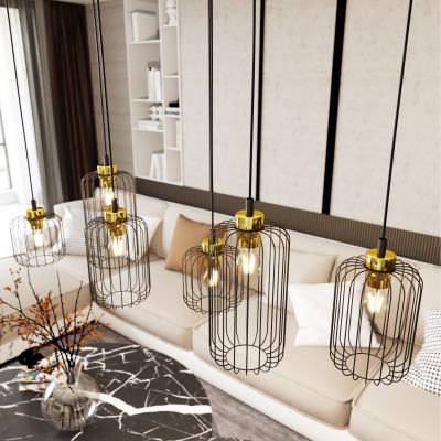 Emibig Vander lampa wisząca 6x15 W czarna-złota 13646