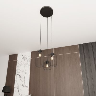 Emibig Vander lampa wisząca 3x15 W czarna 1365/3PREM