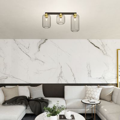 Emibig Barn lampa podsufitowa 3x15 W czarna-złota 1366/3