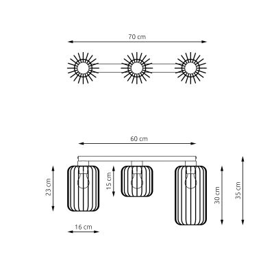 Emibig Barn lampa podsufitowa 3x15 W czarna 1367/3