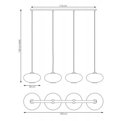 Emibig Coco lampa wisząca 4x15 W czarna-grafitowa 1377/4