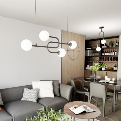 Emibig Atria lampa wisząca 4x10 W biała-czarna 1383/4