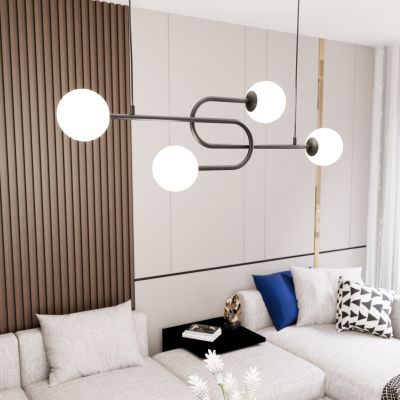 Emibig Atria lampa wisząca 4x10 W biała-czarna 1383/4