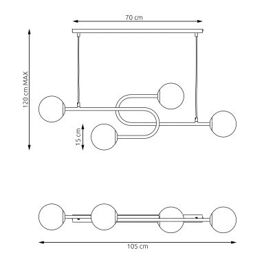 Emibig Atria lampa wisząca 4x10 W biała-czarna 1383/4