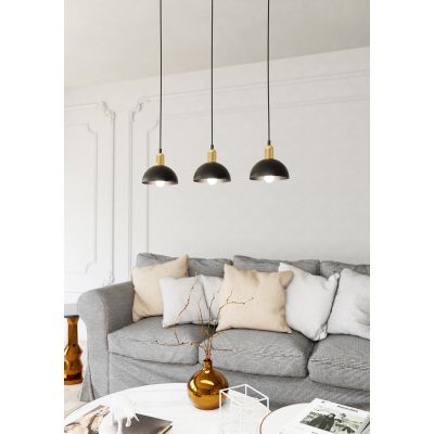 Emibig Moto lampa wisząca 3x15 W czarna-złota 1386/3