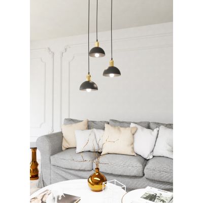 Emibig Moto lampa wisząca 3x15 W czarna-złota 1386/3PREM