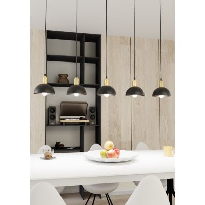 Emibig Moto lampa wisząca 5x15 W czarna-złota 1386/5