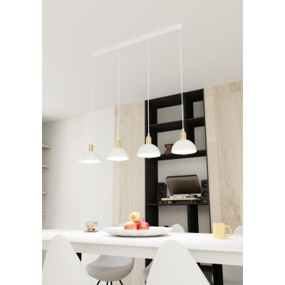 Emibig Moto lampa wisząca 4x15 W biała-złota 1387/4