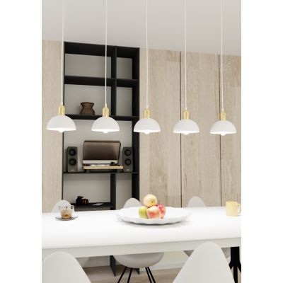 Emibig Moto lampa wisząca 5x15 W biała-złota 1387/5