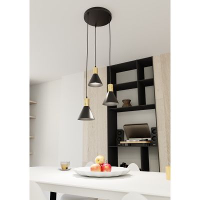 Emibig Rosa lampa wisząca 3x10 W czarna-złota 1388/3PREM