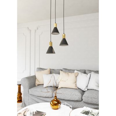 Emibig Rosa lampa wisząca 3x10 W czarna-złota 1388/3PREM