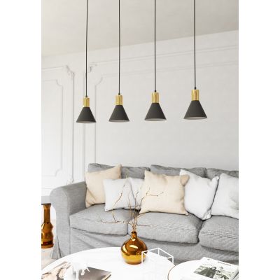 Emibig Rosa lampa wisząca 4x10 W czarna-złota 1388/4
