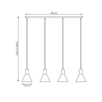 Emibig Rosa lampa wisząca 4x10 W czarna-złota 1388/4