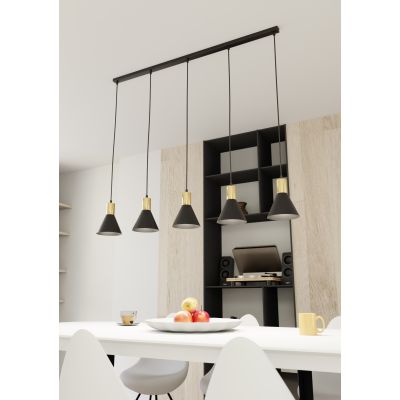 Emibig Rosa lampa wisząca 5x10 W czarna-złota 1388/5