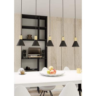 Emibig Rosa lampa wisząca 5x10 W czarna-złota 1388/5