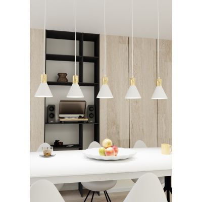 Emibig Rosa lampa wisząca 5x10 W biała-złota 1389/5