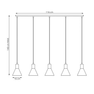 Emibig Rosa lampa wisząca 5x10 W biała-złota 1389/5