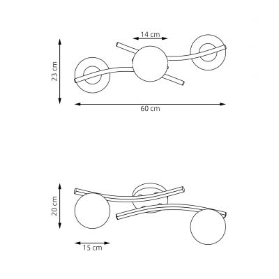 Emibig Opus lampa podsufitowa 2x10 W biała-czarna 1390/2