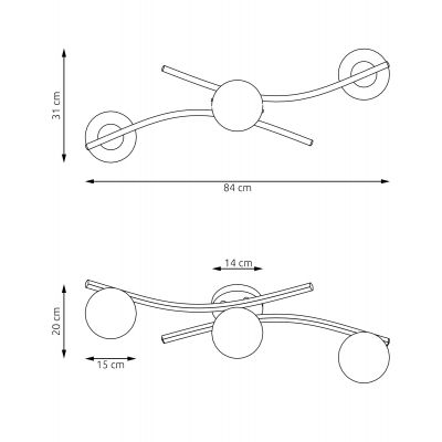 Emibig Opus lampa podsufitowa 3x10 W czarna-grafitowa 1391/3