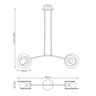 Emibig Skiva lampa wisząca 2x15 W czarna 1409/2