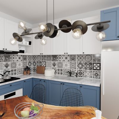 Emibig Token lampa wisząca 8x15 W czarna 1426/8