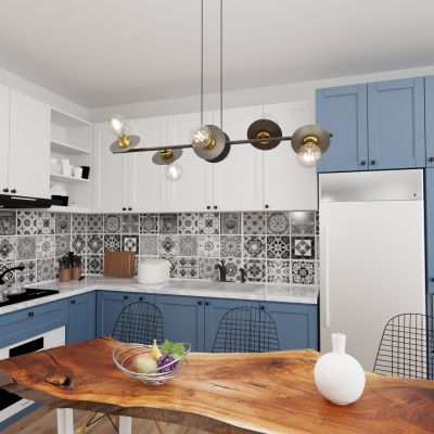 Emibig Token lampa wisząca 6x15 W czarna-złota 1427/6