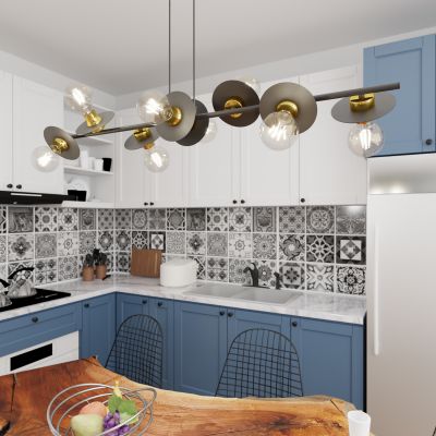 Emibig Token lampa wisząca 8x15 W czarna-złota 1427/8