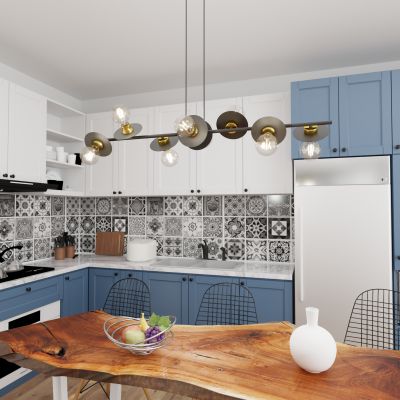 Emibig Token lampa wisząca 8x15 W czarna-złota 1427/8