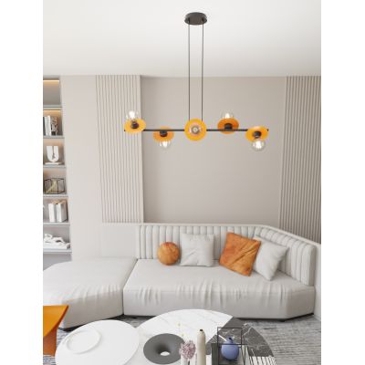 Emibig Token lampa wisząca 6x15 W czarna-pomarańczowa 1428/6