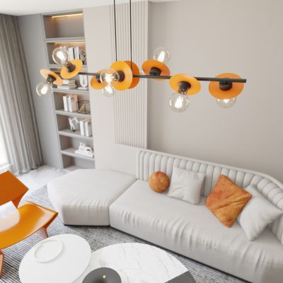 Emibig Token lampa wisząca 8x15 W czarna-pomarańczowa 1428/8