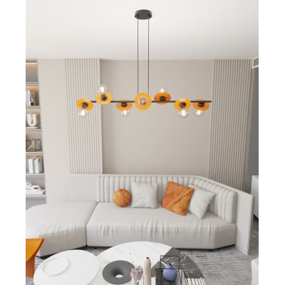 Emibig Token lampa wisząca 8x15 W czarna-pomarańczowa 1428/8