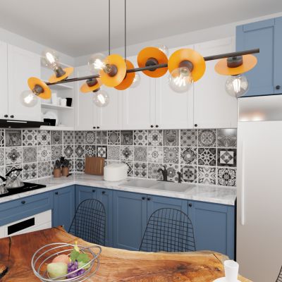Emibig Token lampa wisząca 8x15 W czarna-pomarańczowa 1428/8