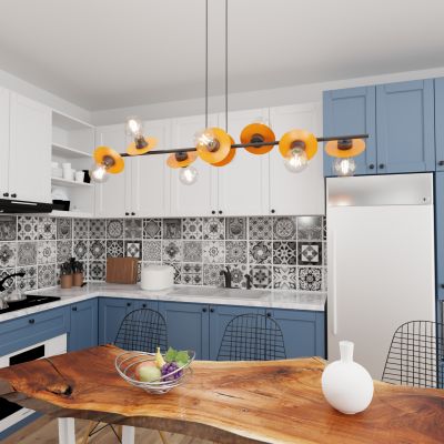 Emibig Token lampa wisząca 8x15 W czarna-pomarańczowa 1428/8