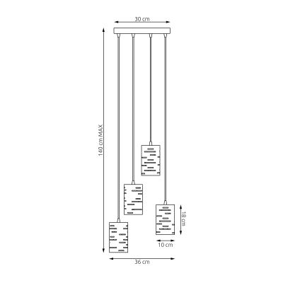 Emibig Tank inteligentna lampa wisząca 4x15 W czarna 1431/4PREM