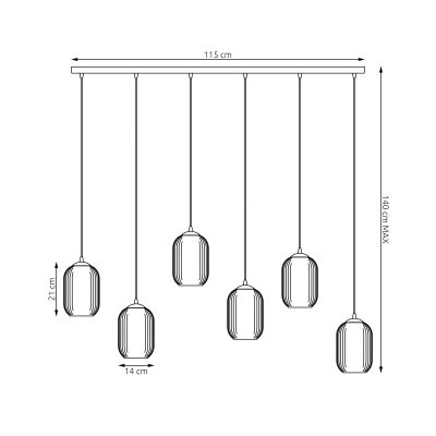 Emibig Verdi lampa wisząca 6x15 W biała-czarna 1435/6